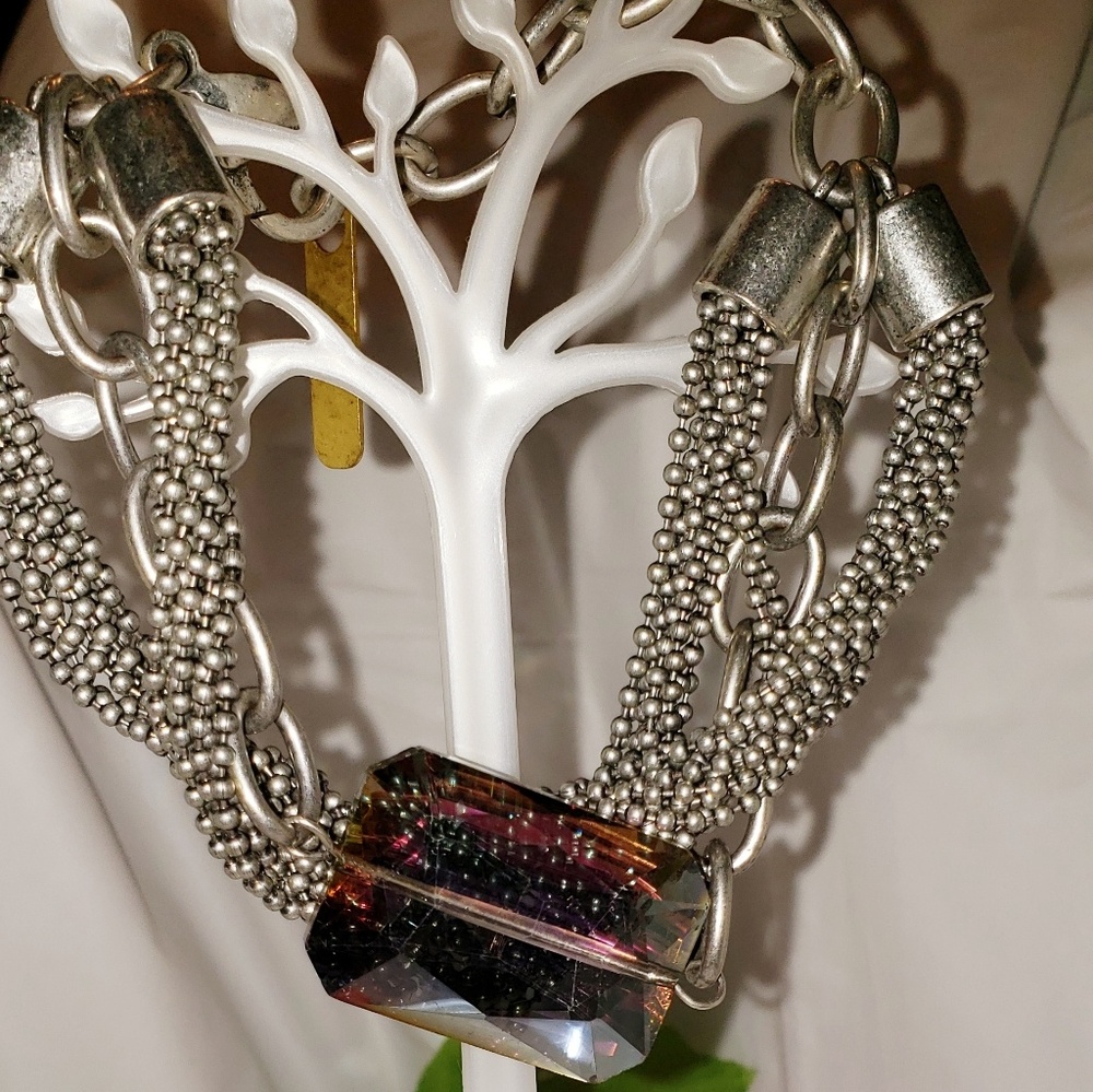 Silvertone and Crystal heavyweight bracelet